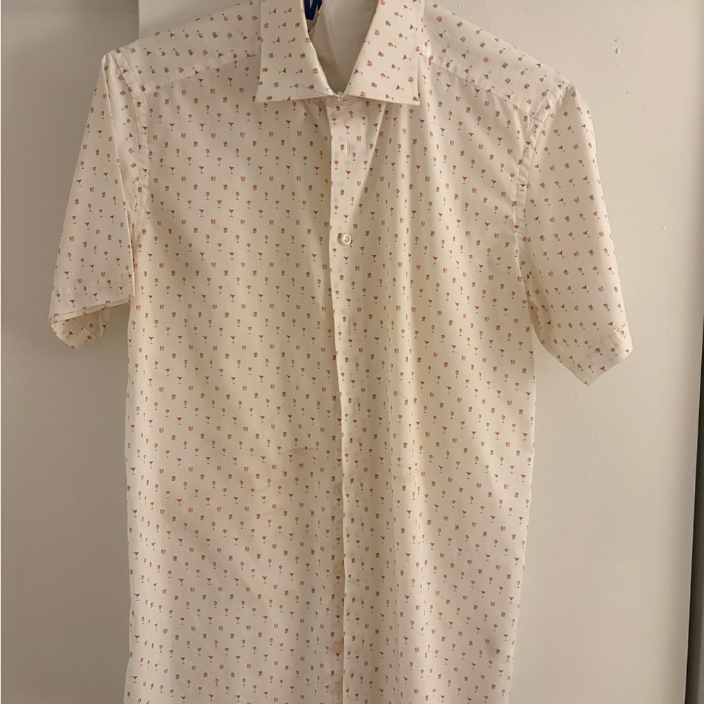 Eton Cream Casual Button Down Shirt with Pattern
